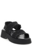 Ganni Smocked-Strap Open-Toe Flatform Sandals