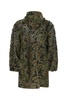 Dries Van Noten Front-Zip Camo Hooded Long Jacket