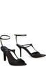 GIVENCHY Black Satin Pointy Toe Sandals with Adjustable Ankle Strap