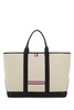 Thom Browne Woman Sand Canvas Medium Rwb-Stripe Shopping Bag