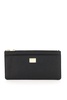 Large Card Holder with Branded Plate and Zip in Grainy Leather Woman