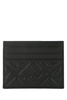 Fendi Woman's Black Leather Card Holder with Logo Buckle