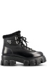 Black Leather And Nylon Monolith Ankle Boots