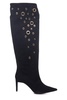 Black Pointed Boots with Metal Embellishment