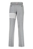 THOM BROWNE Grey Tailored Trousers with Tricolor Detail and Perforated Fabric for Men