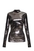 Blumarine High-Neck Metallic Ruched Top