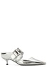 Alexander McQueen Pointed-Toe Buckle-Detailed Mules