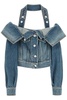 Alexander McQueen Halterneck Cropped Denim Jacket