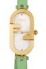 Fendi Woman Mint Green Leather O Lock Vertical Watch