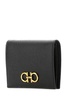 'Gancini' Black Bifold Wallet in Grained Leather Woman