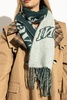 Ganni Logo Detailed Fringed Scarf