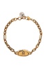 Gold-colored Chain Bracelet With Skull Detail And Logo Charm In Brass Woman