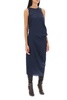 draped ff silk midi dress