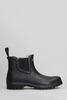 798 Rubber Boots Mid Low Heels Ankle Boots In Black Rubber/plasic