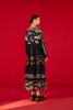 black mixed prints embroidered maxi dress