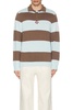 Ole Flower Crochet Detailed Striped Polo Sweater