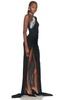 Crystal Feather One Shoulder Gown