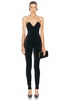 Wave Neckline Velvet Catsuit