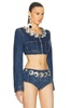 Jumbo Crystal Denim Cropped Blazer