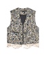 Flower V Neck Zip Up Vest