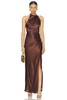 Galilea High Neck Gold Trim Maxi Dress