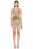 Metallic Fringe Cut-Out Mini Dress