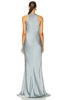 Doubleface Satin Halter Cowl Neck Ostrich Gown