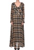 Checked print silk dress