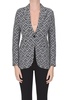 Optical print jacquard knit blazer