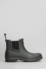 798 Rubber Boots Mid Low Heels Ankle Boots In Green Rubber/plasic