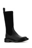 Black Leather And Stretch Nylon Detroit Ankle Boots