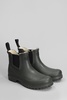 798 Rubber Boots Mid Low Heels Ankle Boots In Green Rubber/plasic