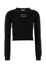 Miu Miu Logo Embellished Cropped Knit Sweater