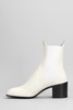 Low Heels Ankle Boots In White Leather