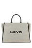 Lanvin Woman Melange Grey Cotton Blend Medium In & Out Shopping Bag