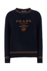 Prada Logo-Intarsia Striped-Trim Crewneck Jumper