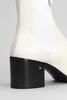 Low Heels Ankle Boots In White Leather