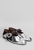 Ballerina Buckle Ballet Flats In Silver Leather