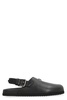 DOLCE & GABBANA Men's Black Leather Flat Sandals with Round Toeline and Back Strap