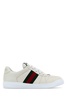 GUCCI Vintage-Inspired Screener Sneakers in White Leather with Iconic Stripes