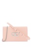 FERRAGAMO Mini Crossbody Pink Leather Handbag with Silver Gancini Clasp and Convertible Strap