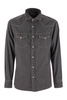 BRUNELLO CUCINELLI Men's Easy Fit Denim Shirt with Western-inspired Details