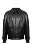 GUCCI Luxurious Black Leather Bomber Jacket with Web Striped Detail for Men - FW23