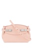 FERRAGAMO Small Hug Pink Leather Pouch Handbag with Gancini Silver-Tone Buckle and Removable Strap