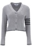 THOM BROWNE Women's Mini Grey Ribbed Wool Cardigan