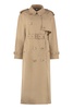 BURBERRY Classic Tan Long Trench Coat with Leather Accents