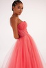 Coral tender midi tulle dress