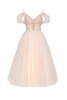 Feminine tulle cocktail dress with the light off-the-shoulder sleeves