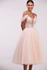 Feminine tulle cocktail dress with the light off-the-shoulder sleeves