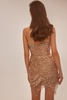 Radiant mini dress in gold with a plunging neckline